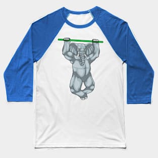 Elephant Bodybuilder Pull ups Bodybuilding Baseball T-Shirt